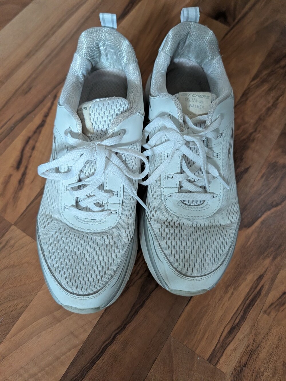 Skechers Women's White Mesh Lace-Up Walking Sneakers